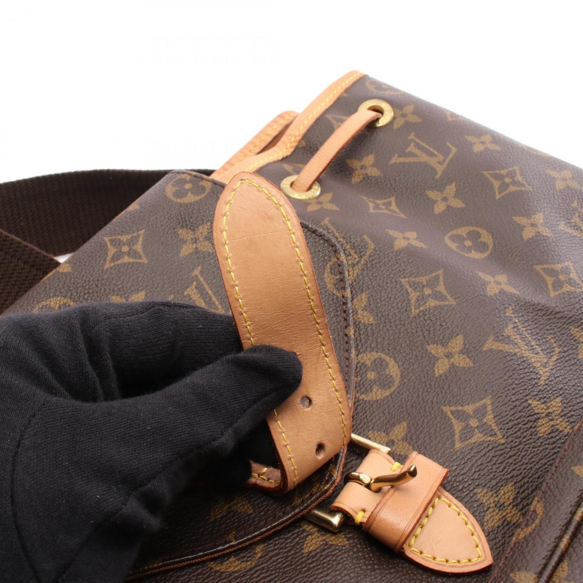 Louis Vuitton Brown Monogram Coated Canvas Leather Backpack (Pre-Owned)