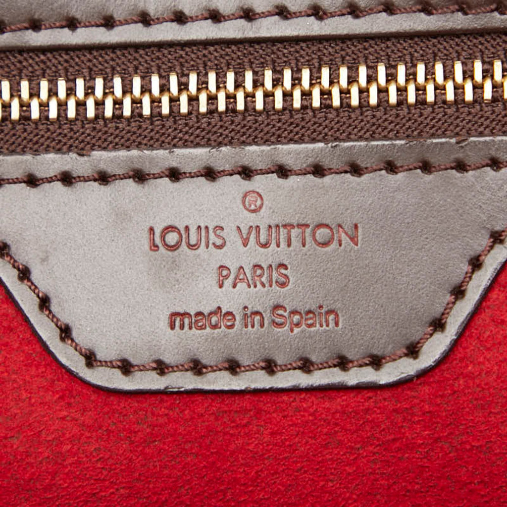 Louis Vuitton Damier Brown Damier Canvas Ebene Leather Handbag Tote Bag (Pre-Owned)