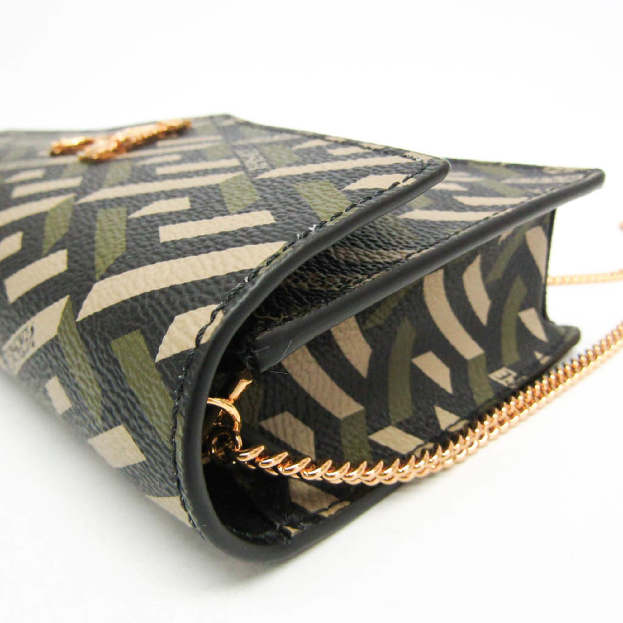 Virtus Chain Wallet La Greca Signature Coated Canvas