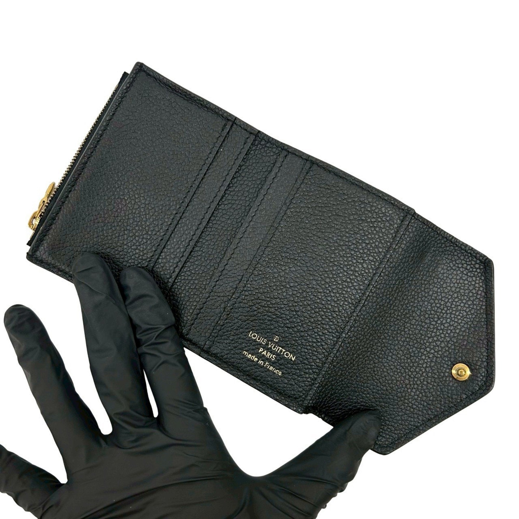 Louis Vuitton Black Leather Wallet (Tri-Fold) (Pre-Owned)