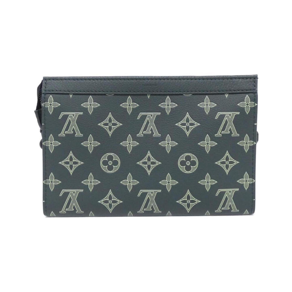 Louis Vuitton Green Leather Pouch Shoulder Bag (Pre-Owned)