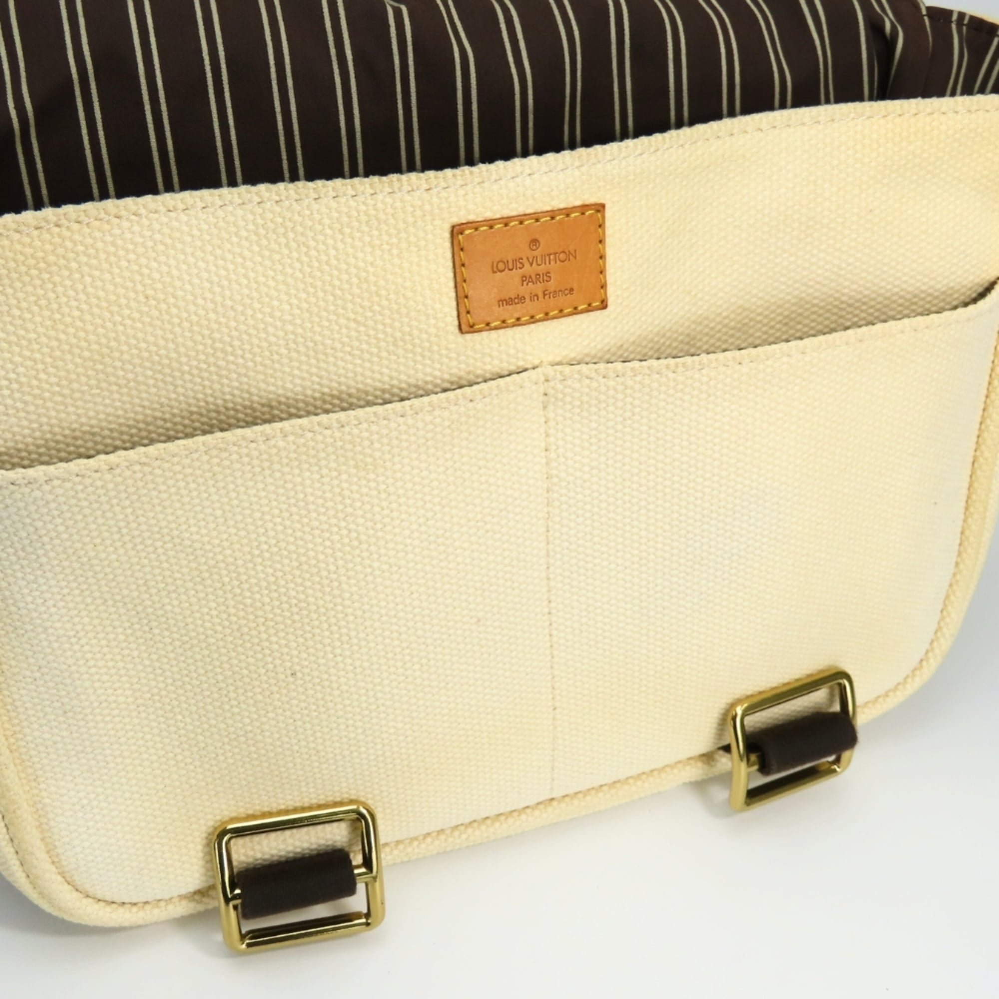 Louis Vuitton Brown Ecru Ivory Canvas Shoulder Bag (Pre-Owned)