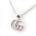 Pendant Necklace Sterling Silver with Mother of Pearl and Color Stone