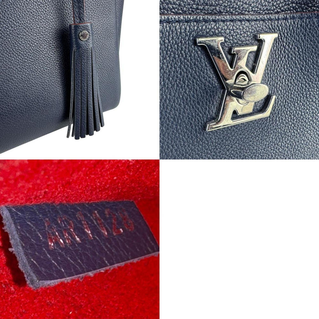Louis Vuitton Navy Leather Handbag Shoulder Bag (Pre-Owned)