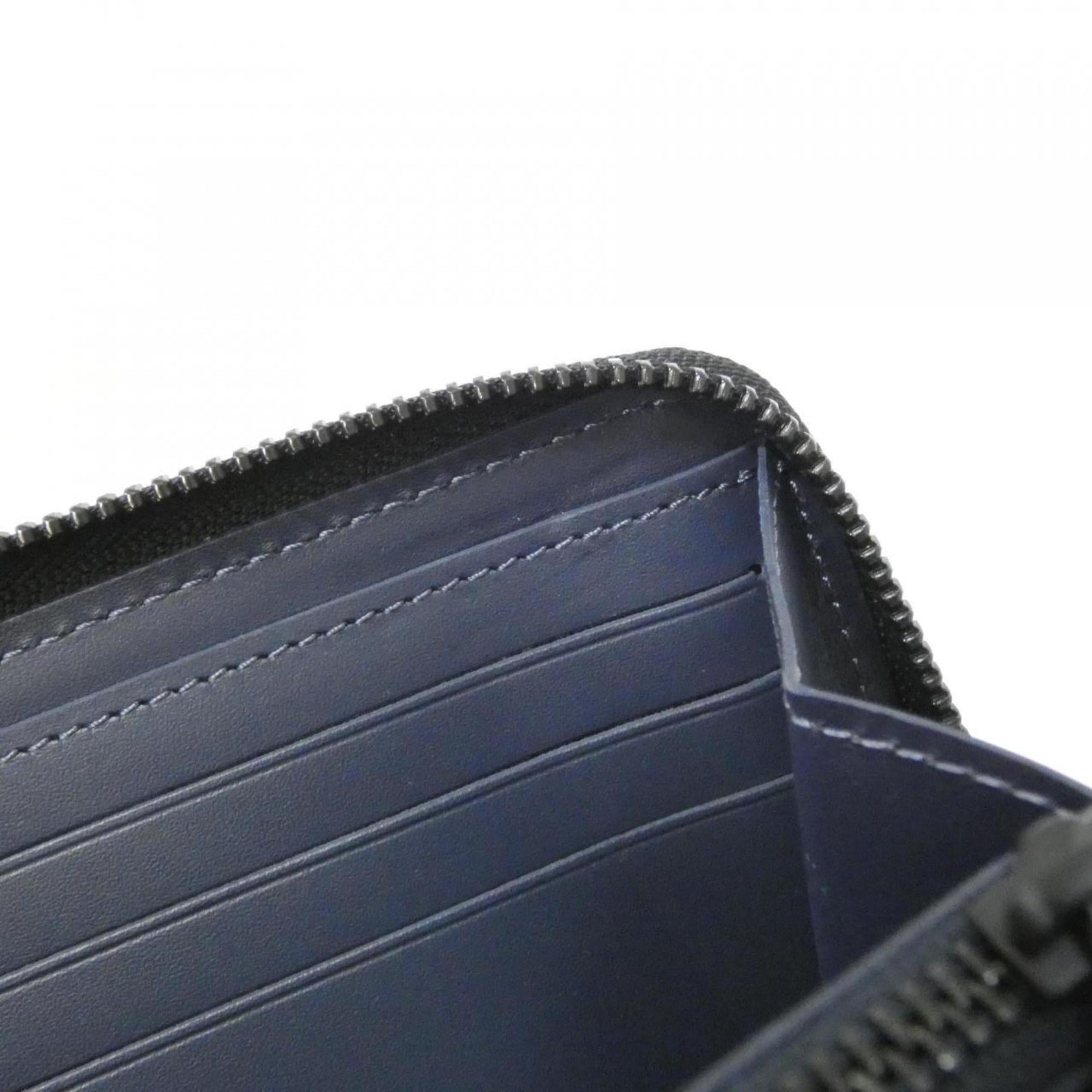 Louis Vuitton Monogram Shadow Navy Leather Long Wallet (Bi-Fold) (Pre-Owned)