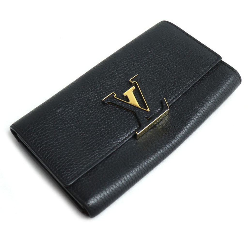 Louis Vuitton Black Leather Long Wallet (Bi-Fold) (Pre-Owned)