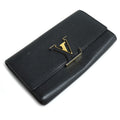 Louis Vuitton Black Leather Long Wallet (Bi-Fold) (Pre-Owned)