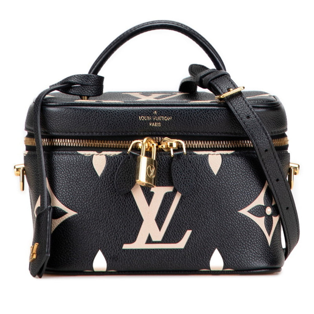Louis Vuitton Beige Black Monogram Leather Shoulder Bag Vanity Bag (Pre-Owned)