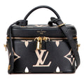 Louis Vuitton Beige Black Monogram Leather Shoulder Bag Vanity Bag (Pre-Owned)