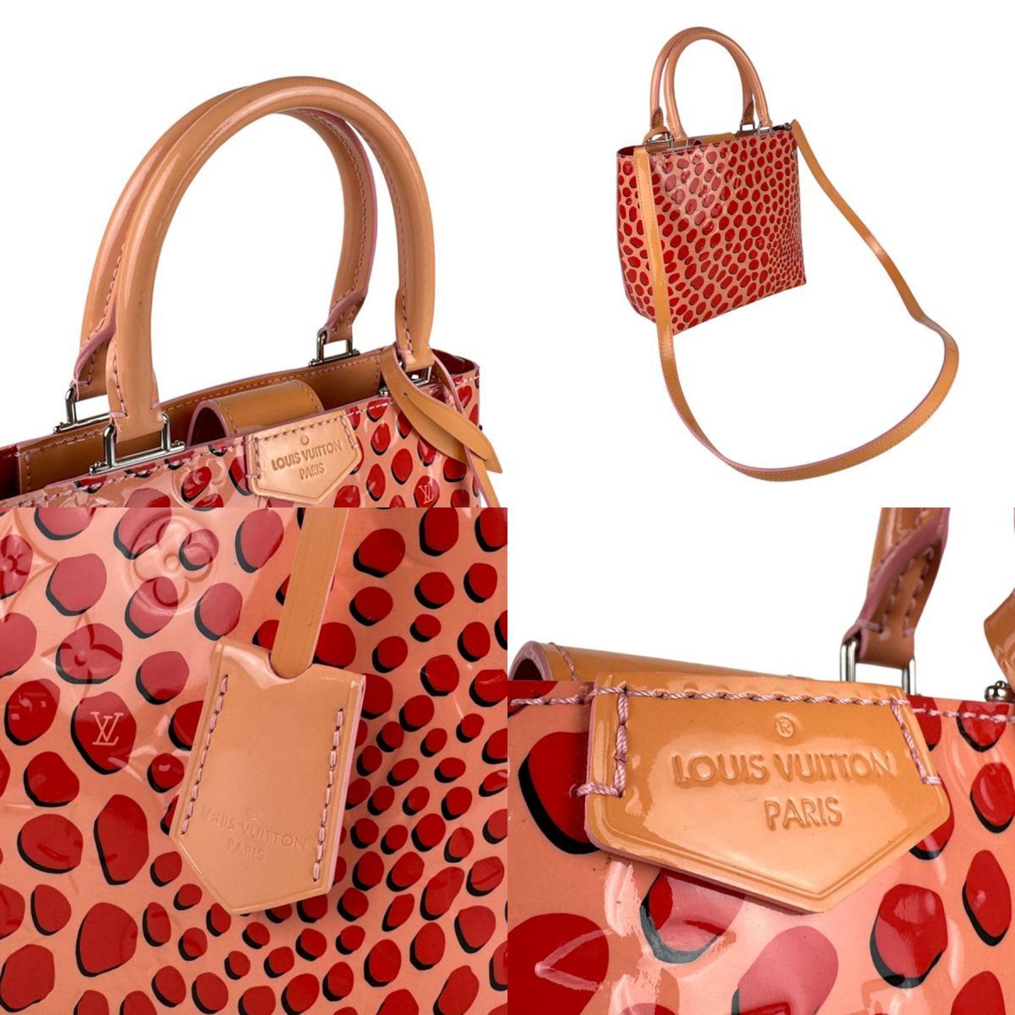 Louis Vuitton Pink Beige Red Color Patent Leather Handbag Shoulder Bag (Pre-Owned)