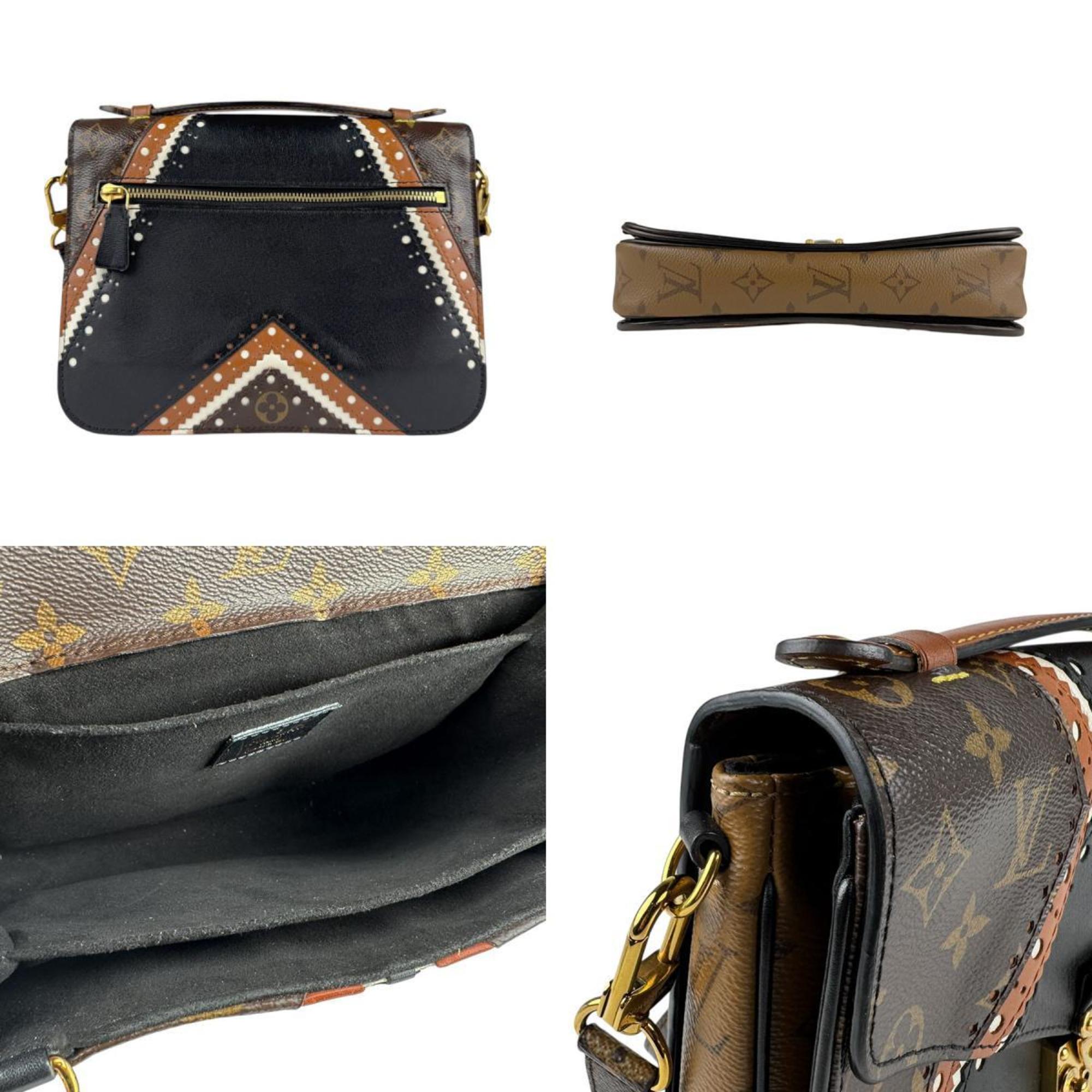 Louis Vuitton Black Brown Monogram Leather Handbag Pochette Shoulder Bag (Pre-Owned)