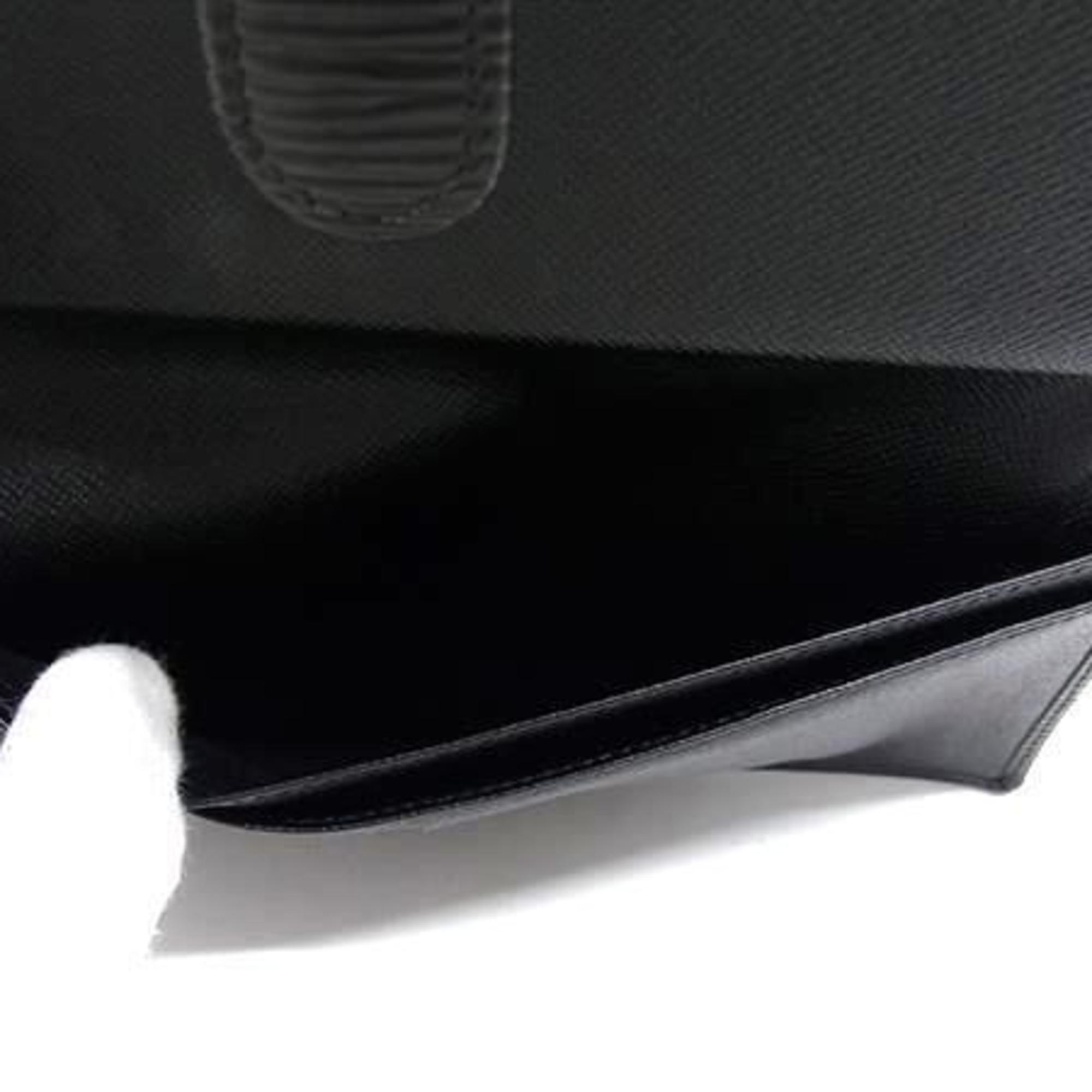 Louis Vuitton Black Leather Long Wallet (Bi-Fold) (Pre-Owned)