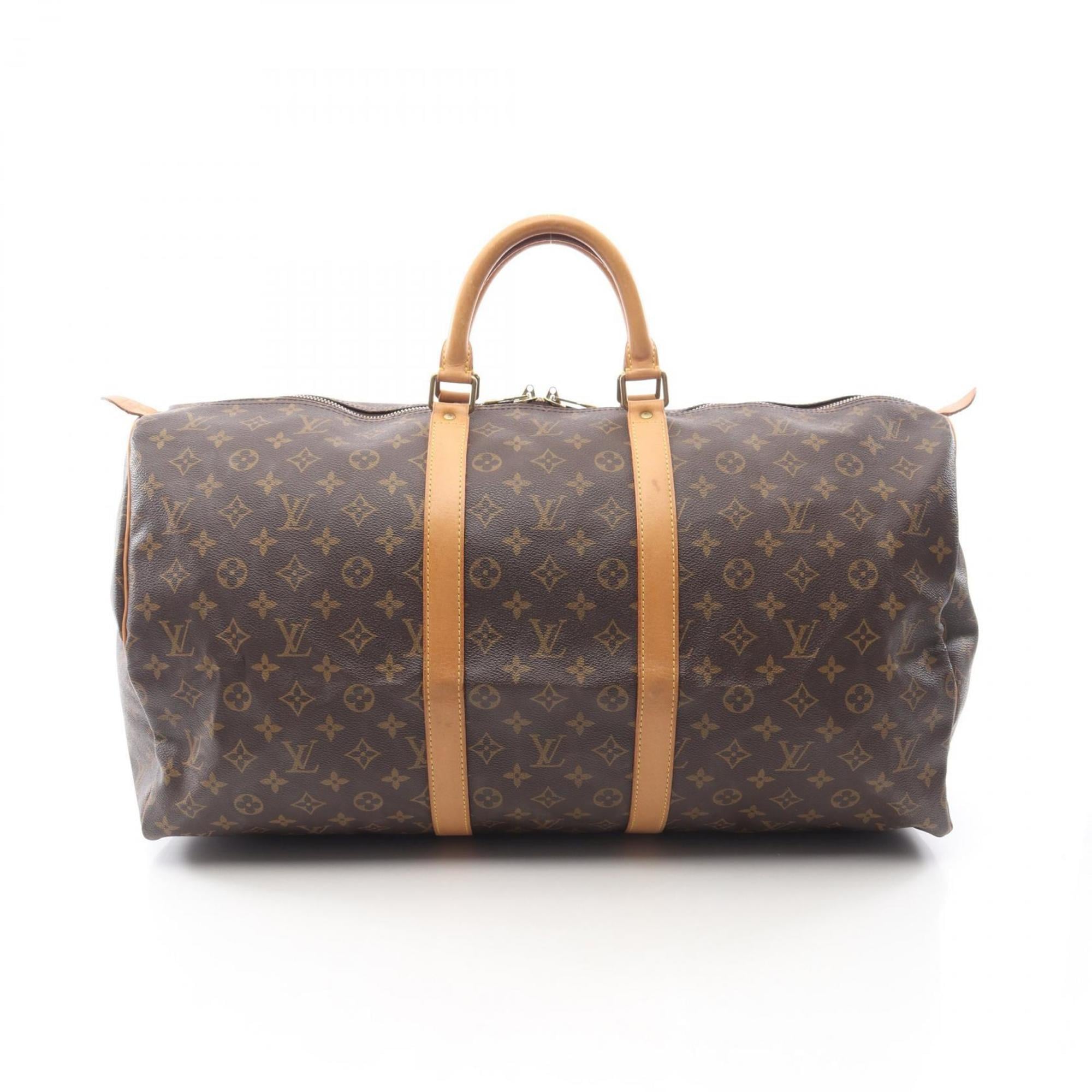 Louis Vuitton Brown Monogram Coated Canvas Leather Boston Bag (Pre-Owned)