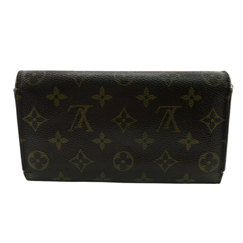 Louis Vuitton Brown Leather Long Wallet (Tri-Fold) (Pre-Owned)