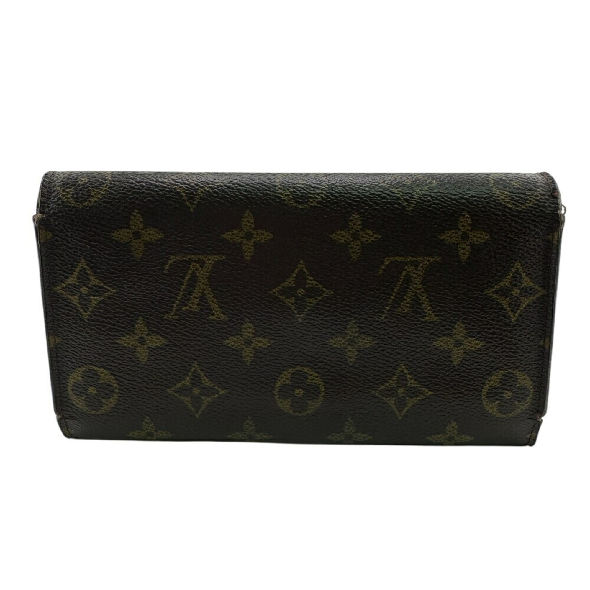 Louis Vuitton Brown Leather Long Wallet (Tri-Fold) (Pre-Owned)