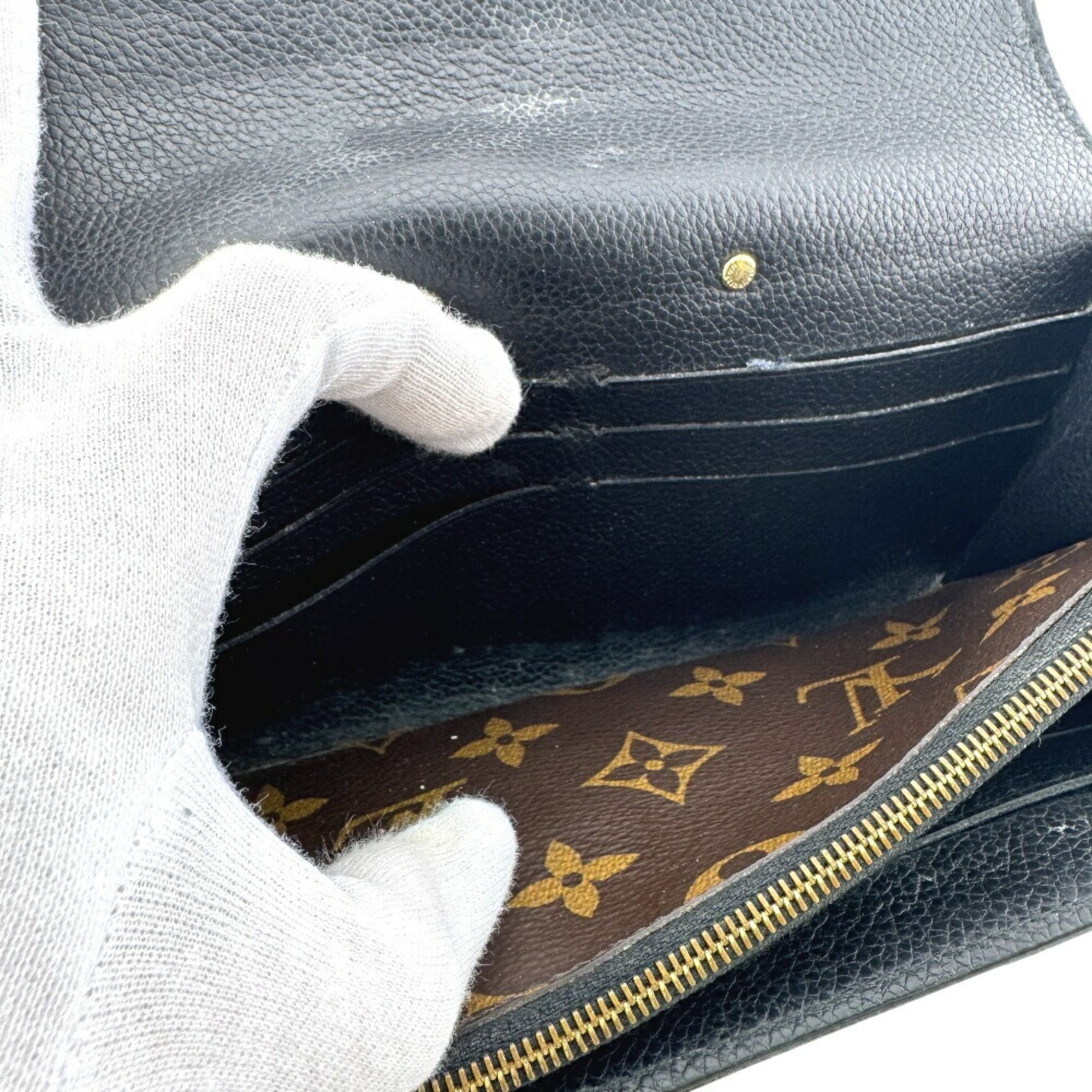 Louis Vuitton Black Brown Monogram Monogram Leather Long Wallet (Bi-Fold) (Pre-Owned)