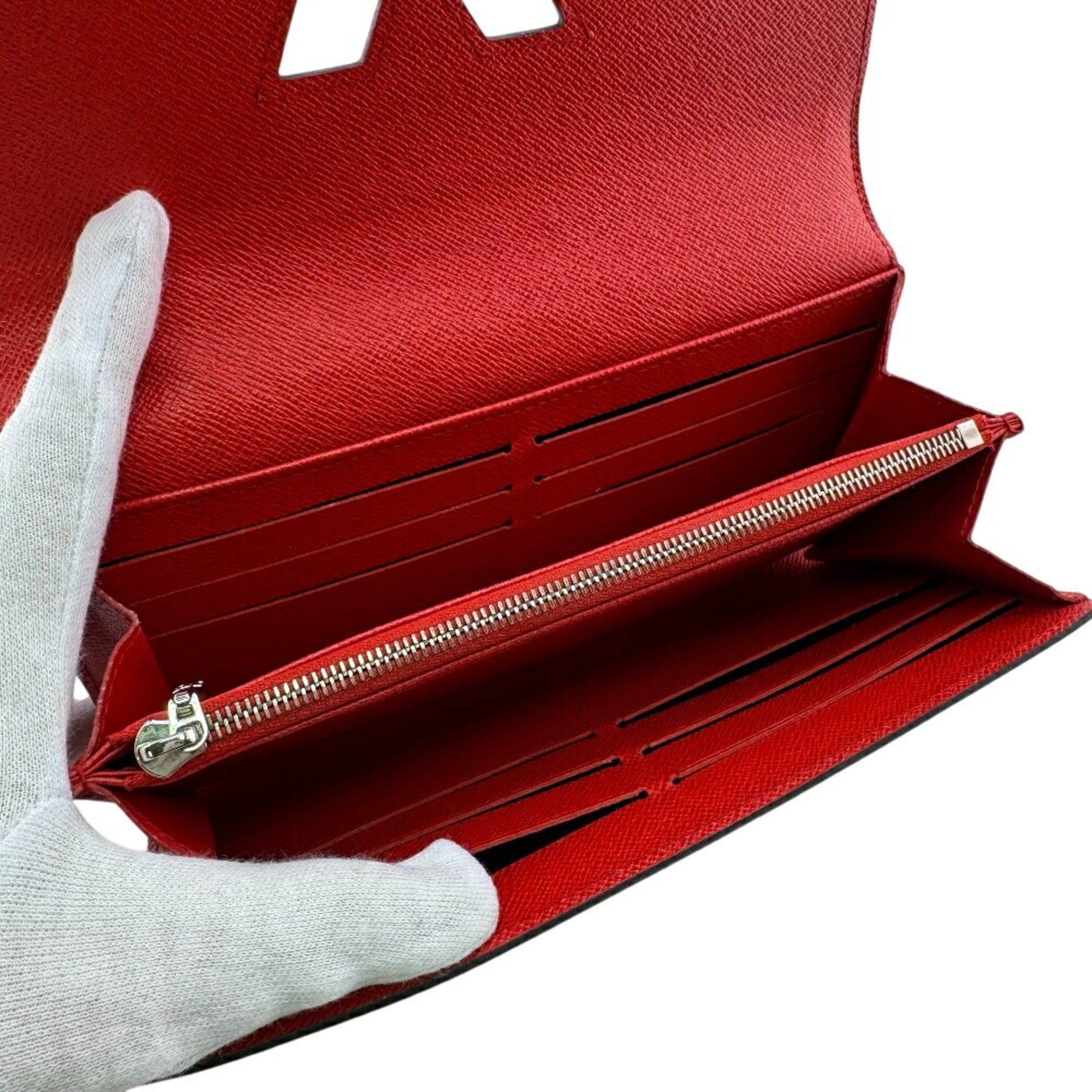 Louis Vuitton Red Color Epi Leather Long Wallet (Bi-Fold) (Pre-Owned)
