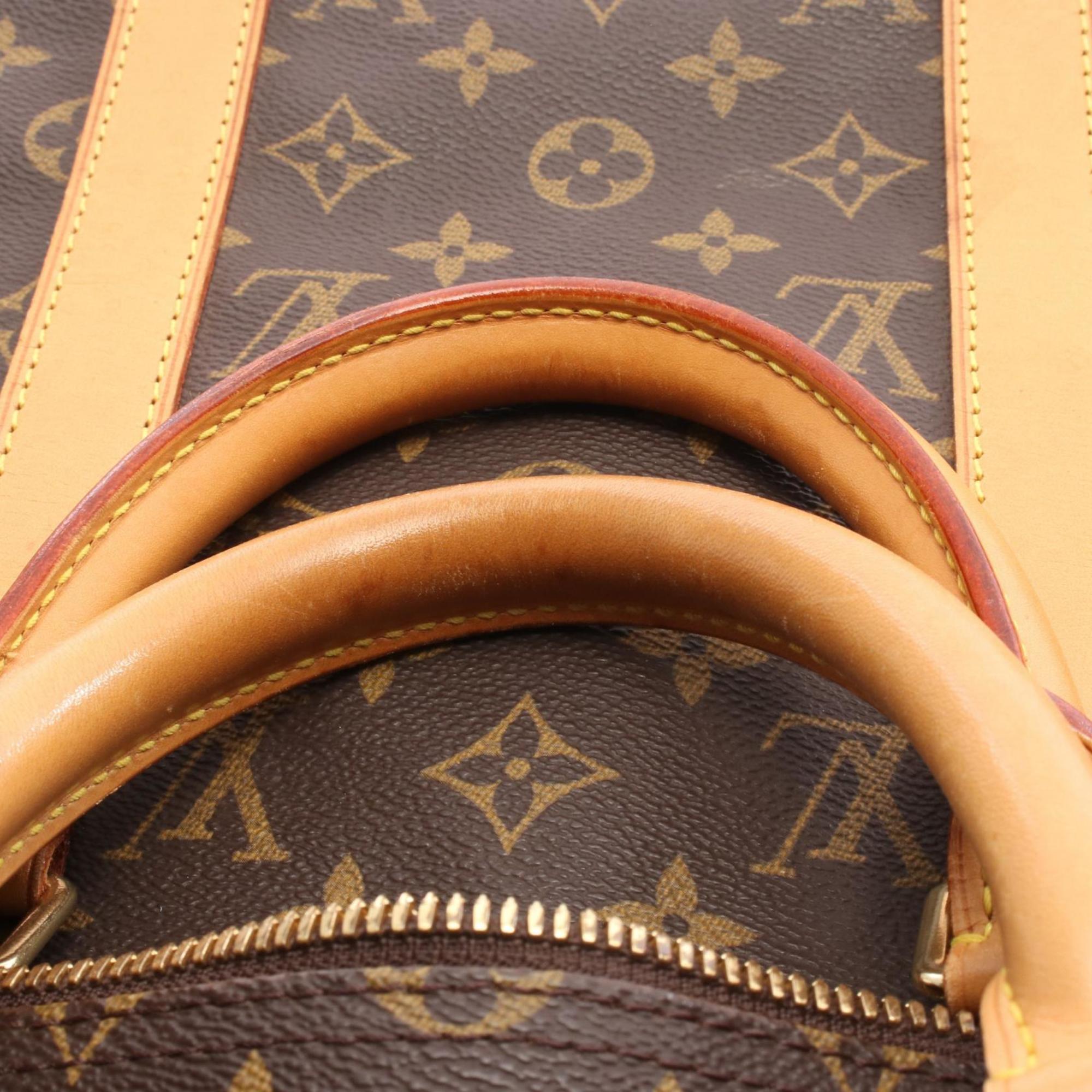 Louis Vuitton Brown Coated Canvas Leather Boston Bag (Pre-Owned)