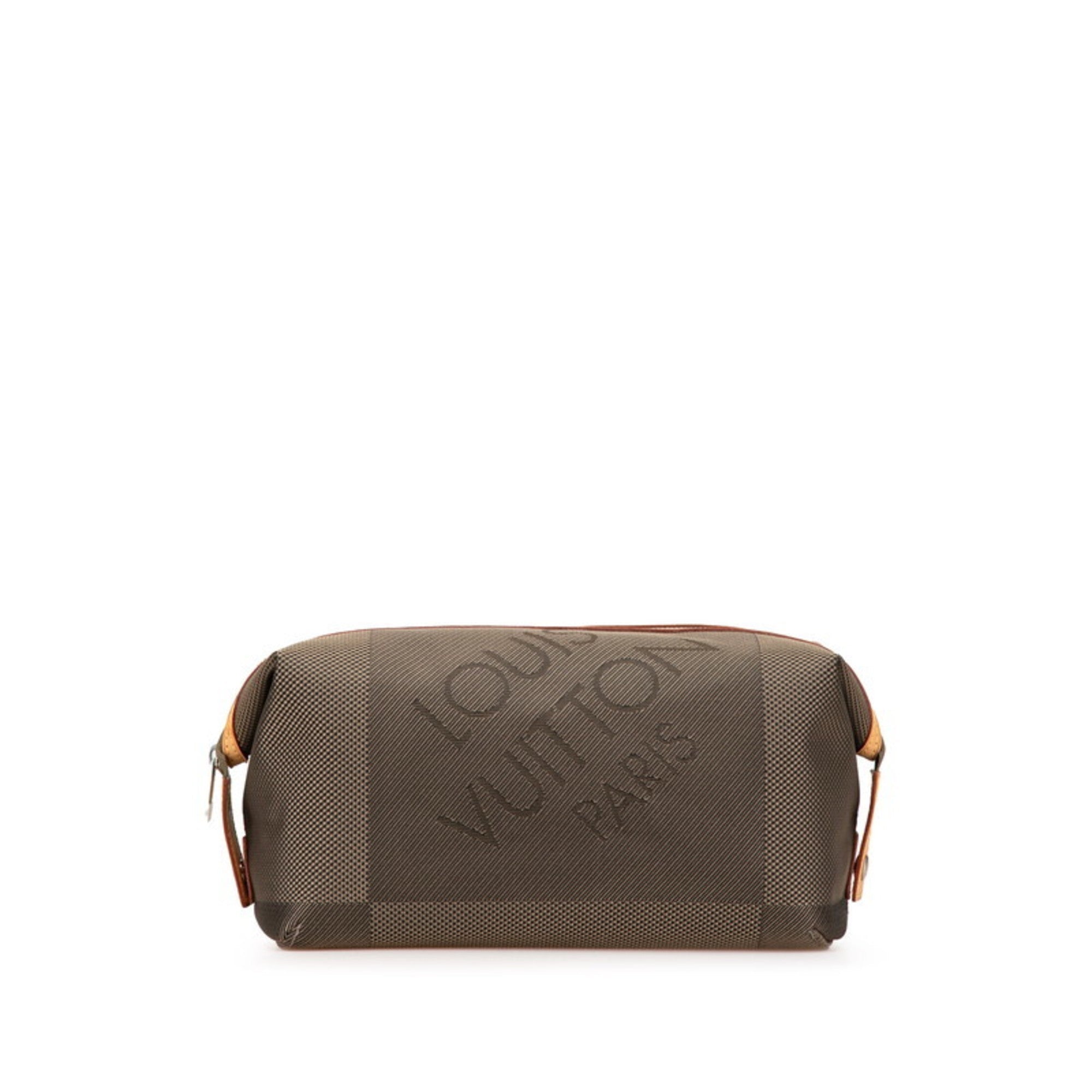 Louis Vuitton Damier Geant Earth Khaki Canvas Leather Pouch (Pre-Owned)