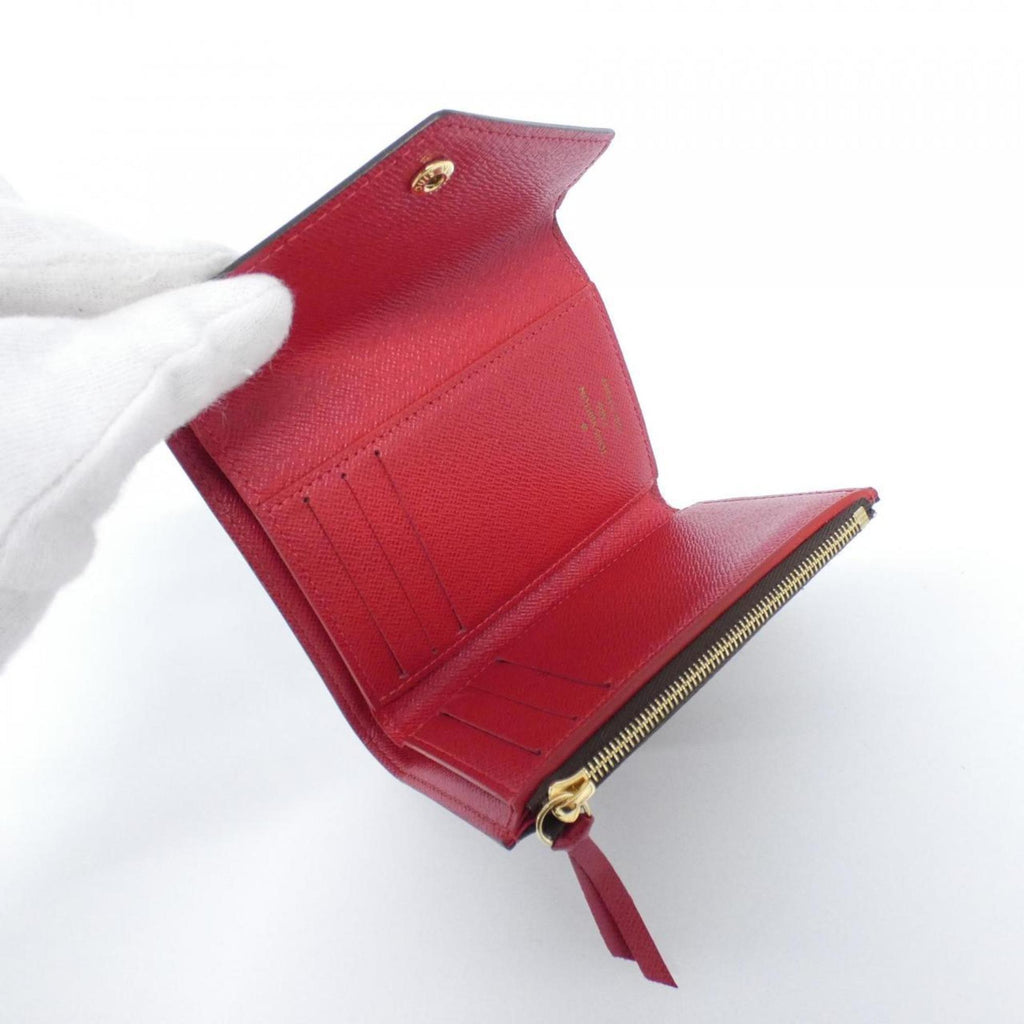 Louis Vuitton Ebene Rouge Coated Canvas Wallet (Tri-Fold) (Pre-Owned)