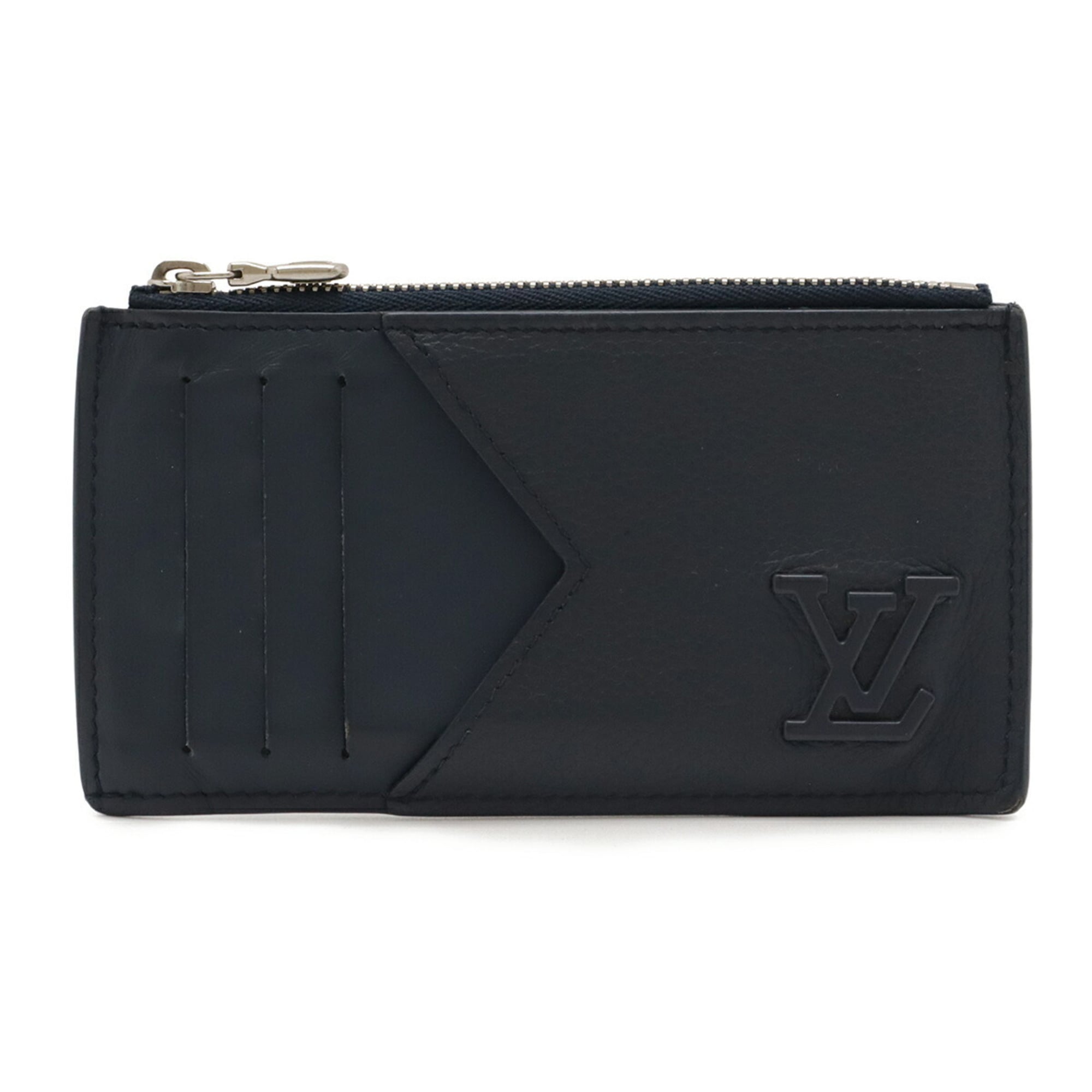 Louis Vuitton Navy Leather Coin Purse/Coin Case (Pre-Owned)