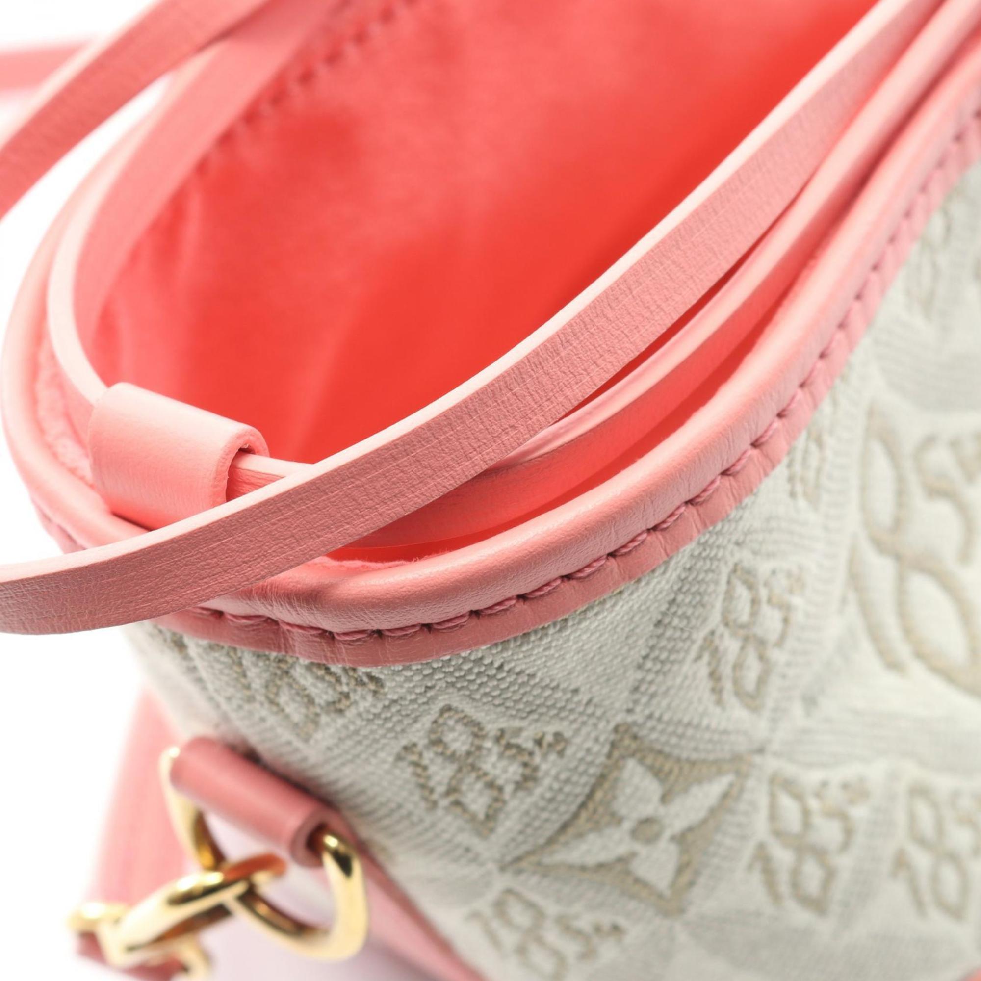 Louis Vuitton Pink White Canvas Leather Handbag (Pre-Owned)