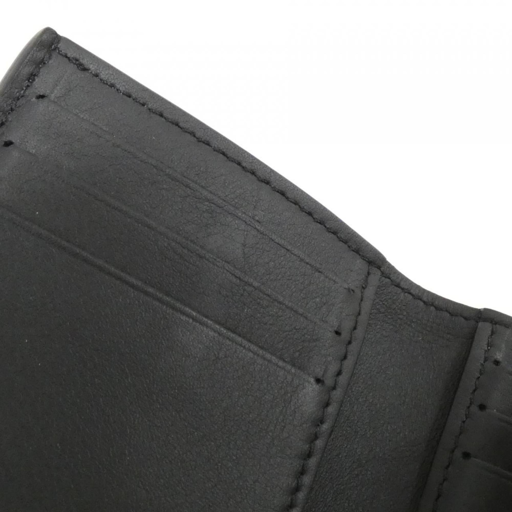 Louis Vuitton Black Leather Wallet (Tri-Fold) (Pre-Owned)