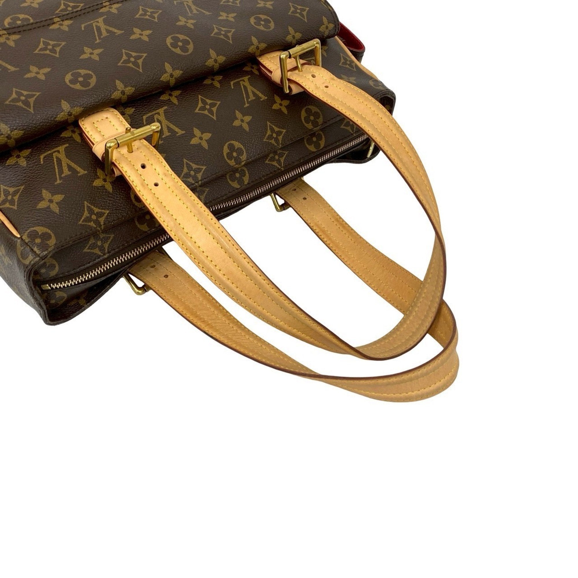 Louis Vuitton Brown Leather Pvc Handbag Tote Bag (Pre-Owned)