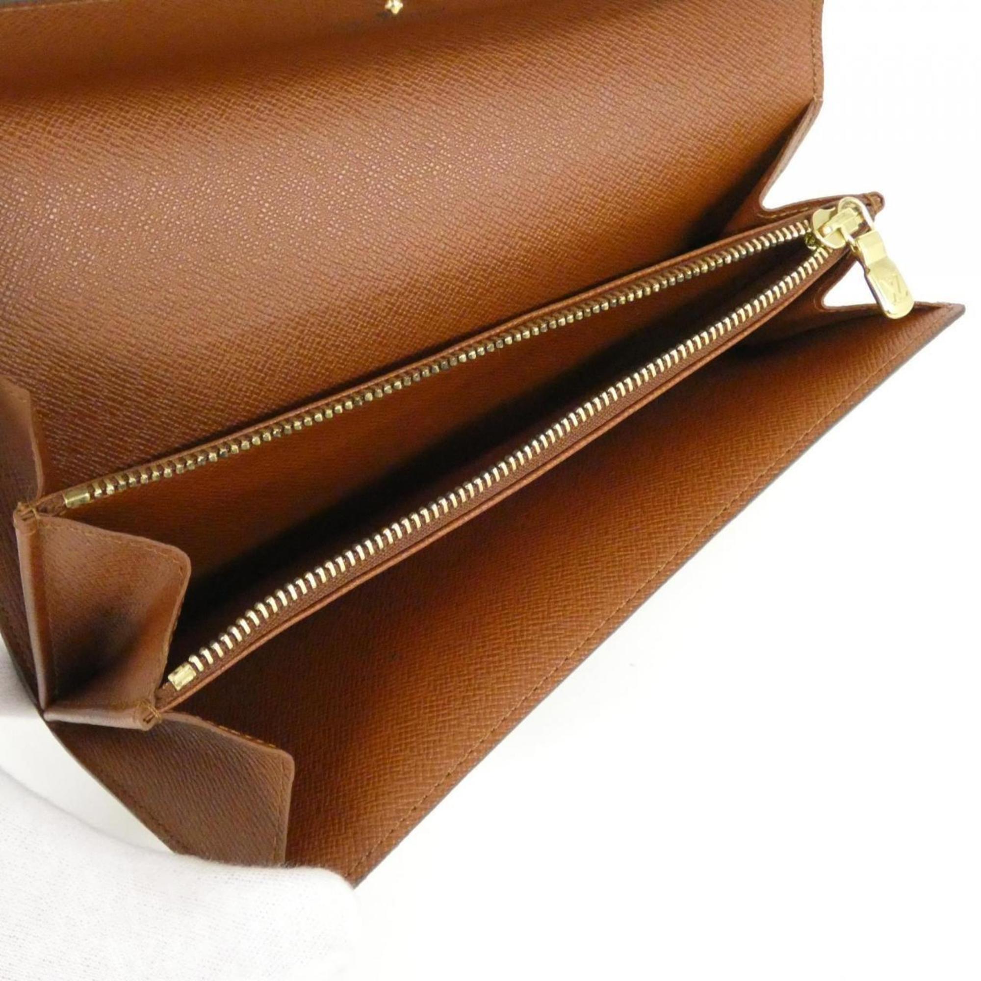 Louis Vuitton Brown Coated Canvas Long Wallet (Bi-Fold) (Pre-Owned)