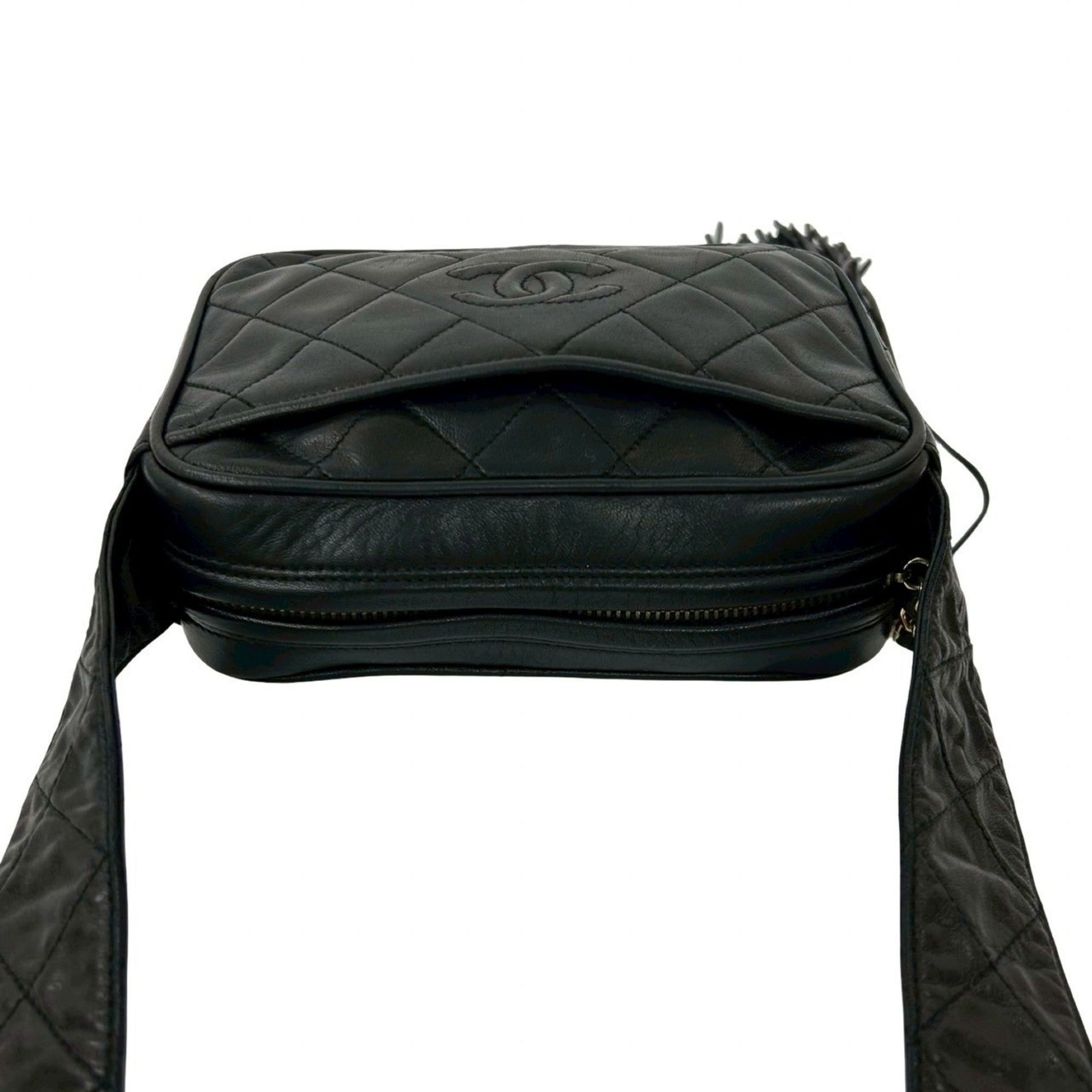Vintage Diamond CC Camera Bag Quilted Leather Small