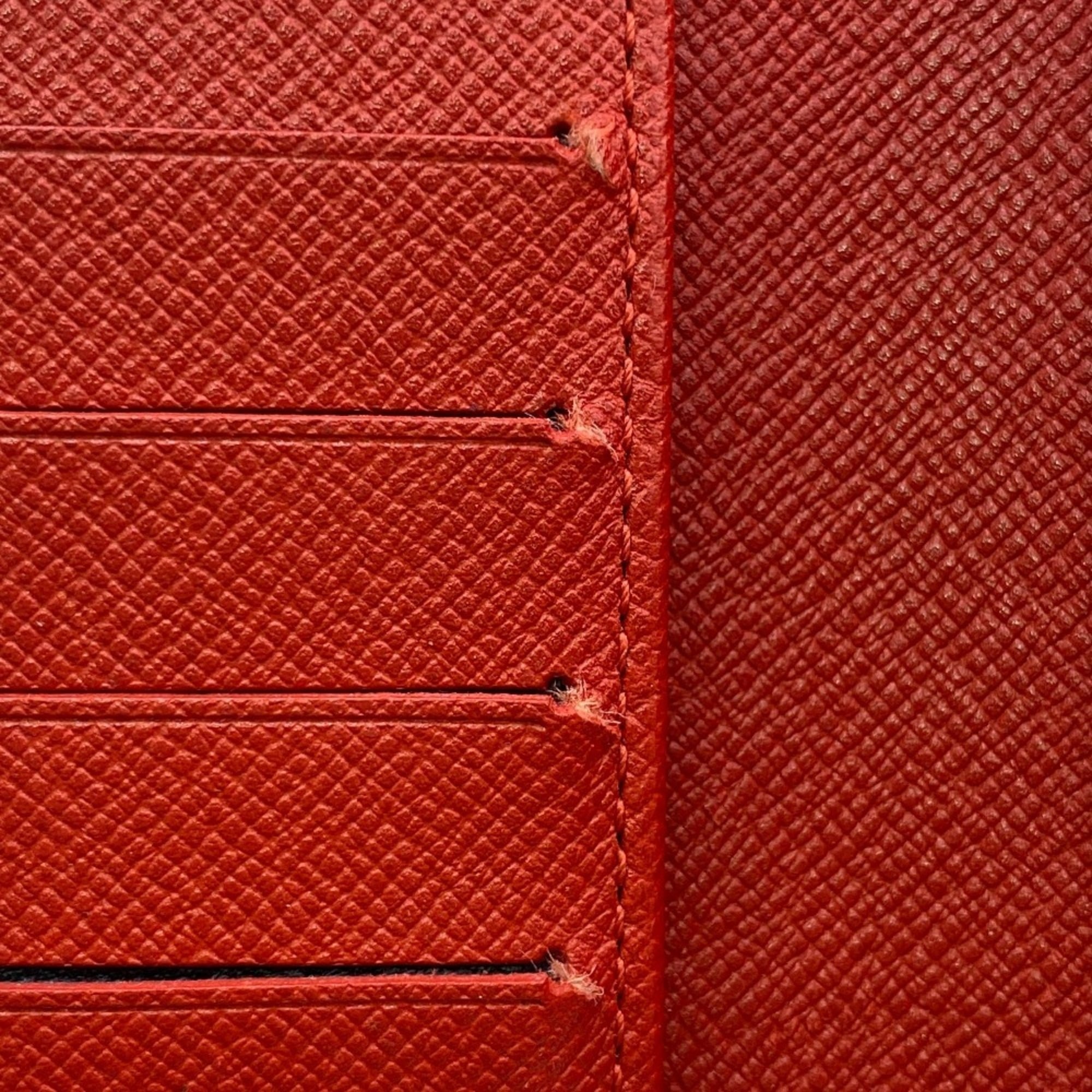 Louis Vuitton Castilian Red Red Color Leather Wallet (Bi-Fold) (Pre-Owned)