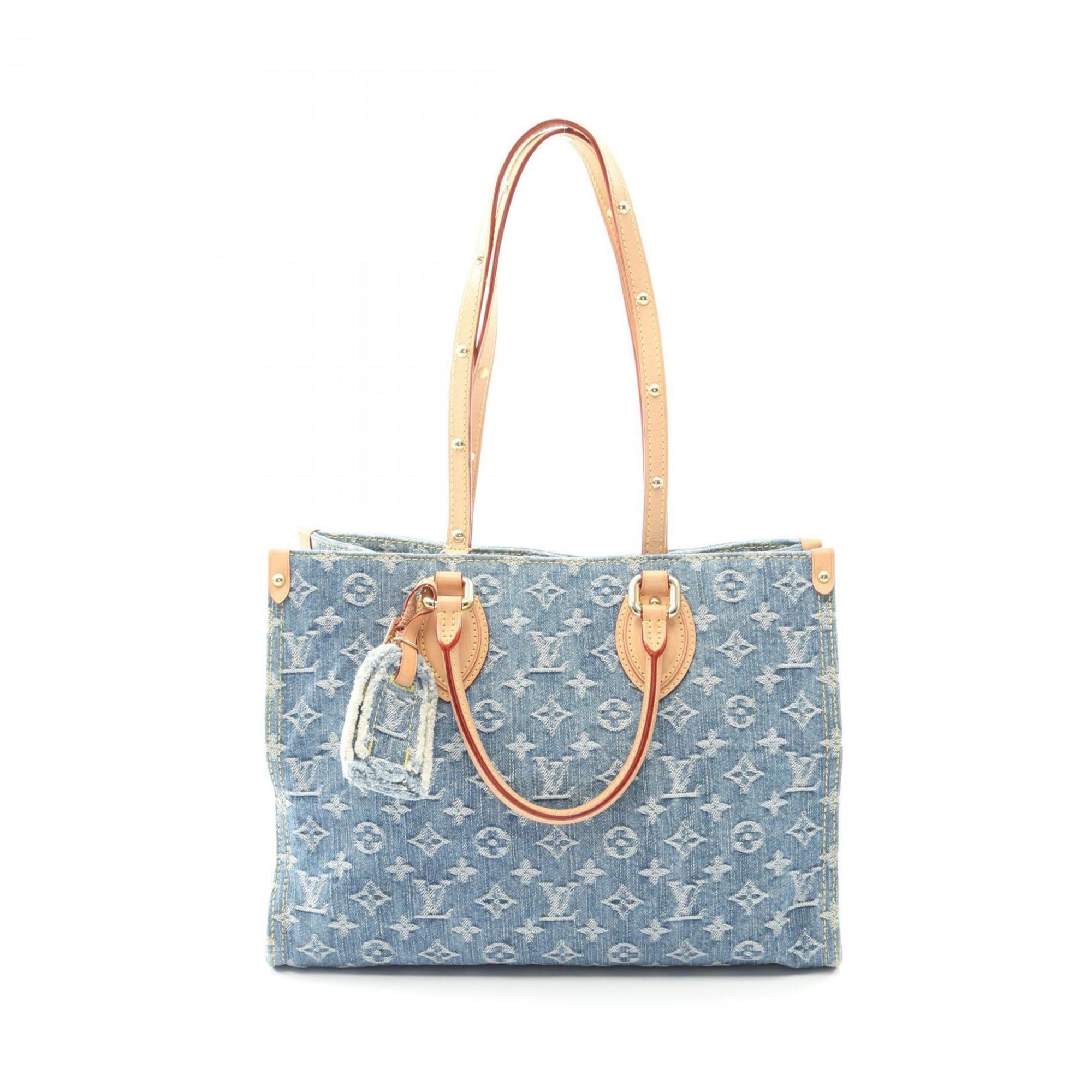 Louis Vuitton Blue Monogram Denim Denim Leather Tote Bag (Pre-Owned)