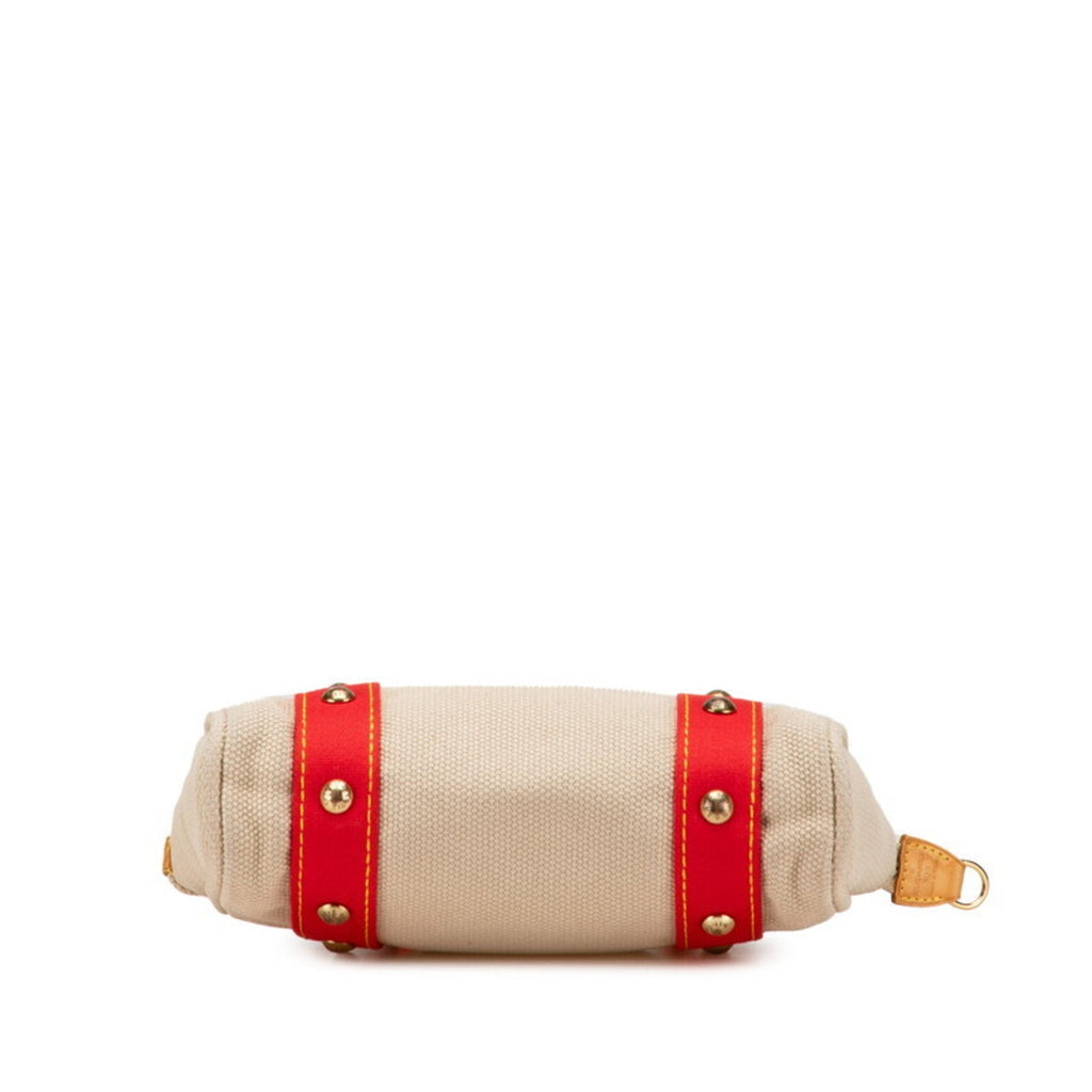 Louis Vuitton Antigua Beige Red Color Canvas Handbag (Pre-Owned)