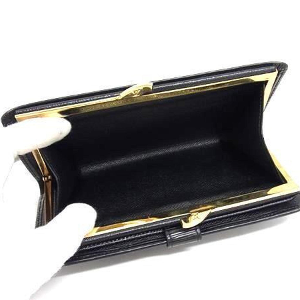 Louis Vuitton Black Leather Long Wallet (Bi-Fold) (Pre-Owned)