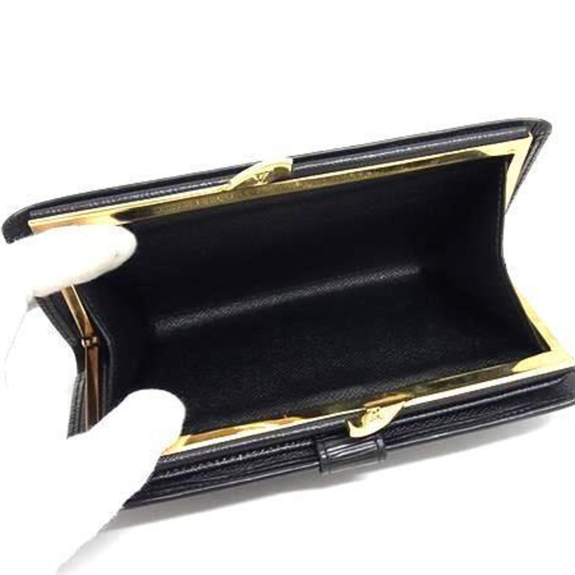 Louis Vuitton Black Leather Long Wallet (Bi-Fold) (Pre-Owned)
