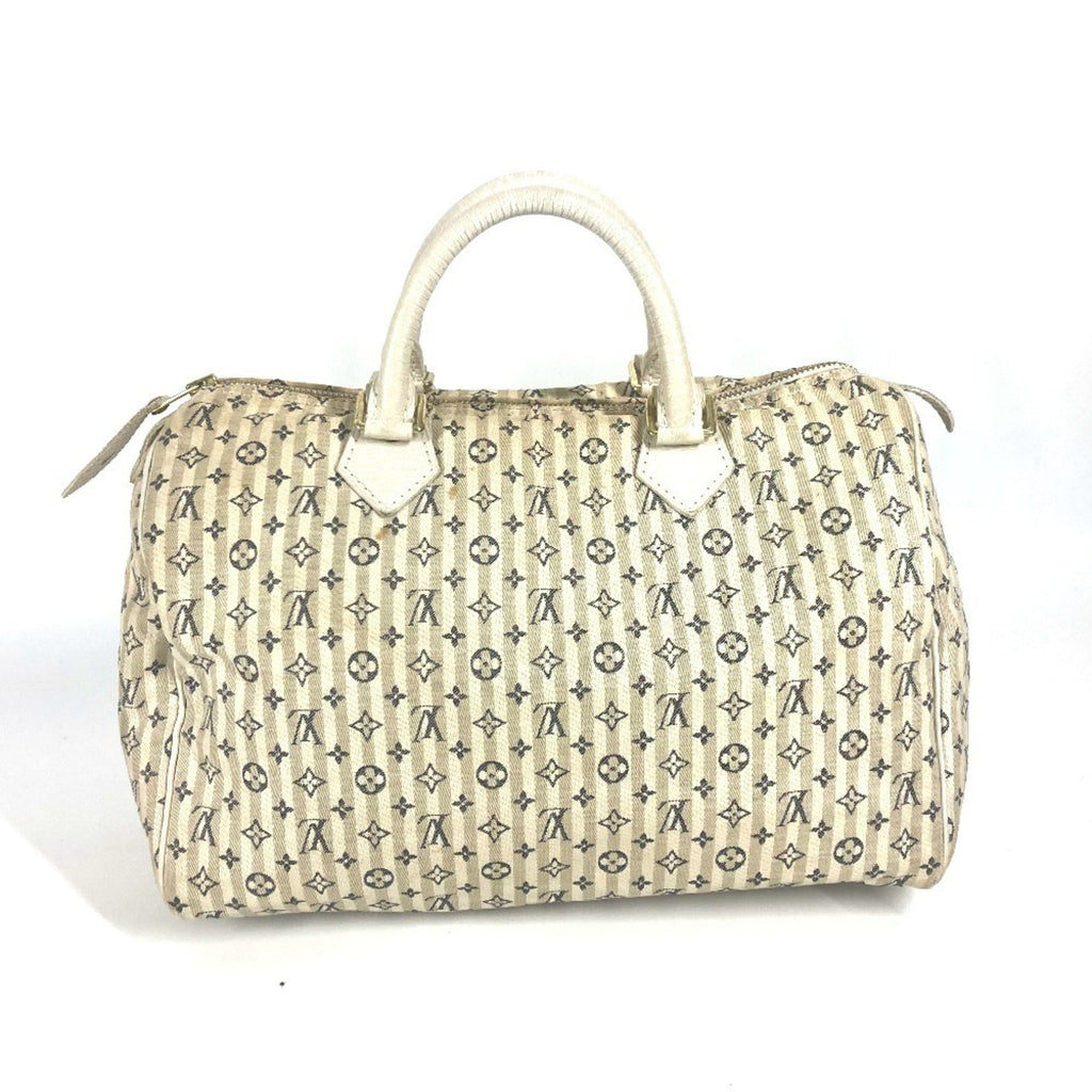 Louis Vuitton Monogram Mini Lin Navy White Monogram Mini Lin Boston Bag Handbag (Pre-Owned)