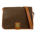 Vintage Saddle Flap Shoulder Bag Macadam Coated Canvas Small