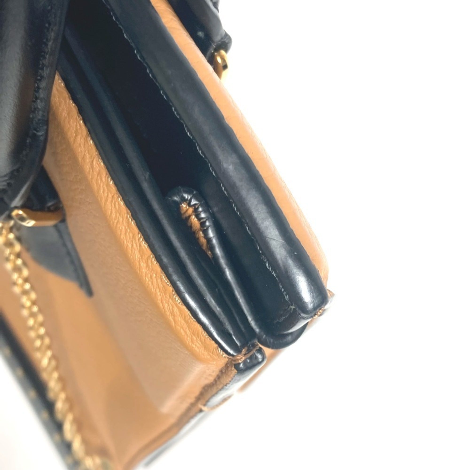 Louis Vuitton Beige Black Leather Handbag Tote Bag (Pre-Owned)