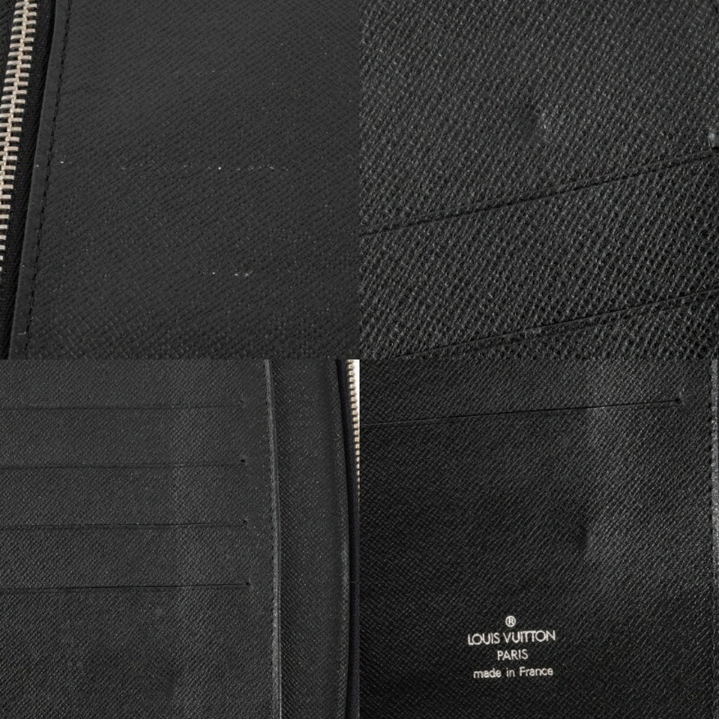 Louis Vuitton Black Taiga Leather Leather Long Bill Wallet (Bi-Fold) (Pre-Owned)