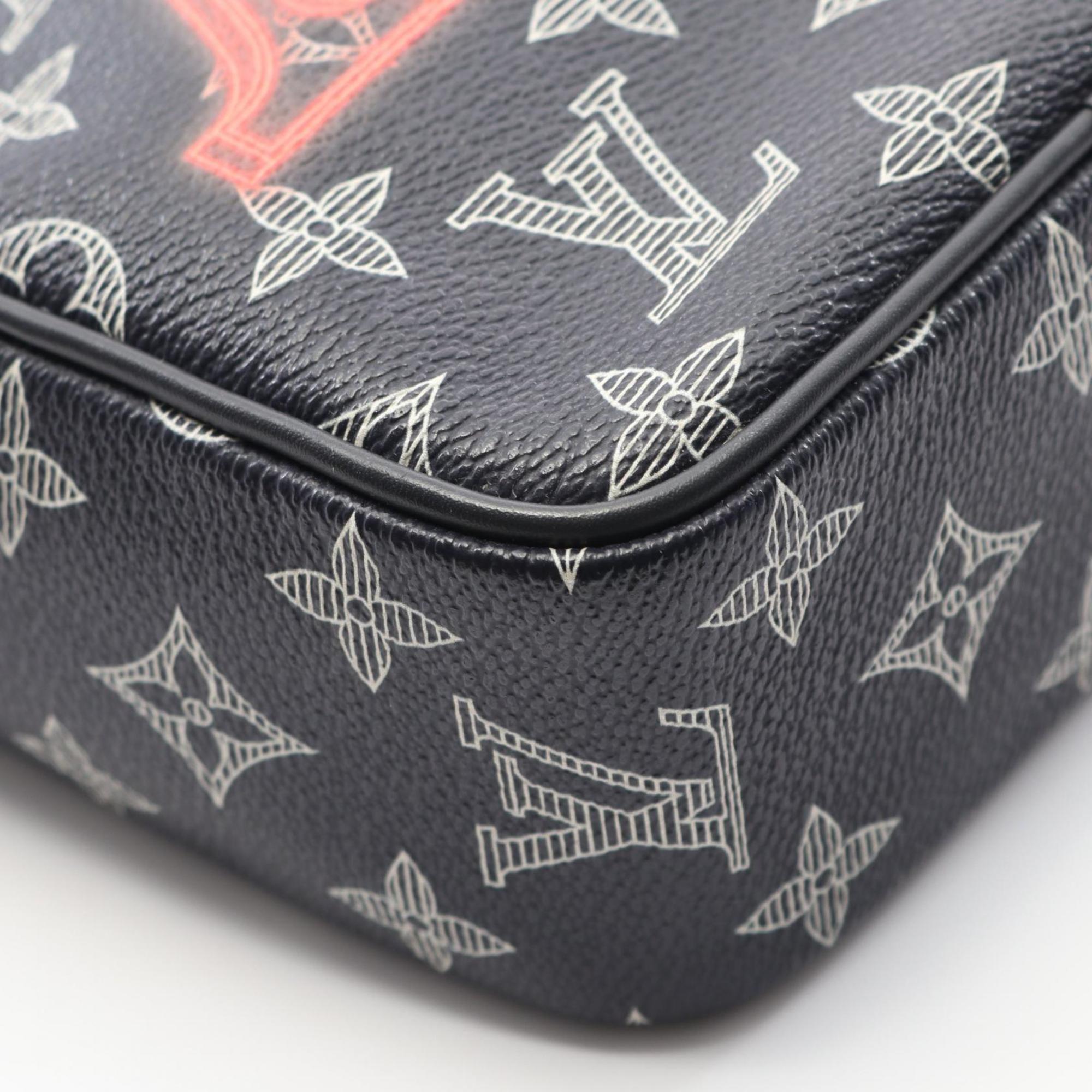Louis Vuitton Navy Red Color White Coated Canvas Monogram Pvc Leather Shoulder Bag (Pre-Owned)