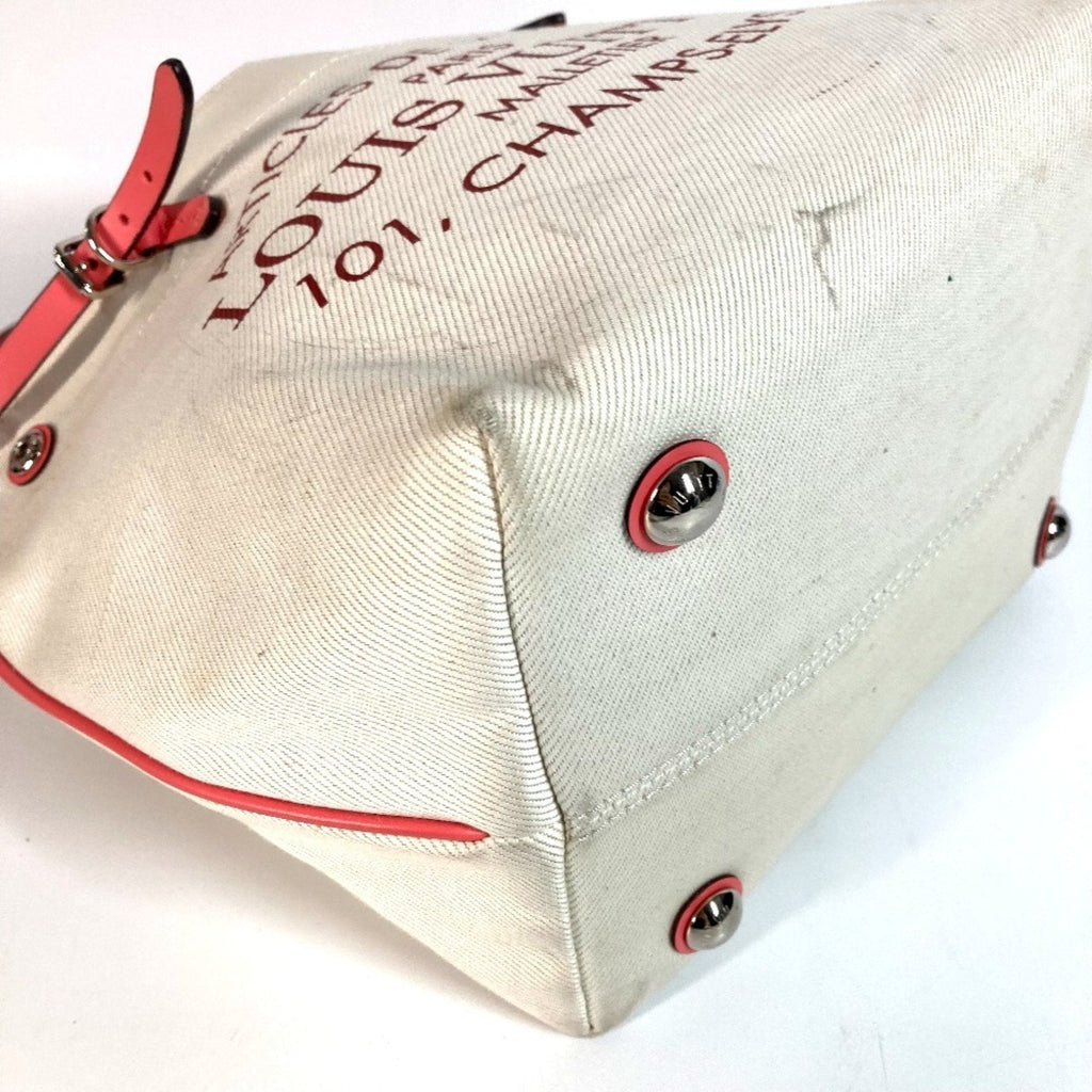 Louis Vuitton Pink White Leather Canvas Shoulder Bag Tote Bag (Pre-Owned)