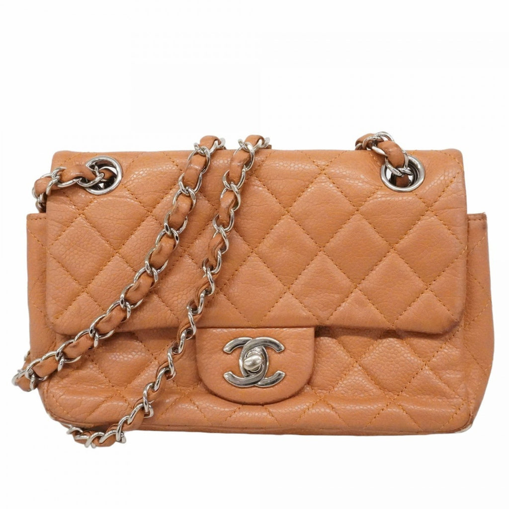 Square Classic Single Flap Bag Quilted Caviar Mini