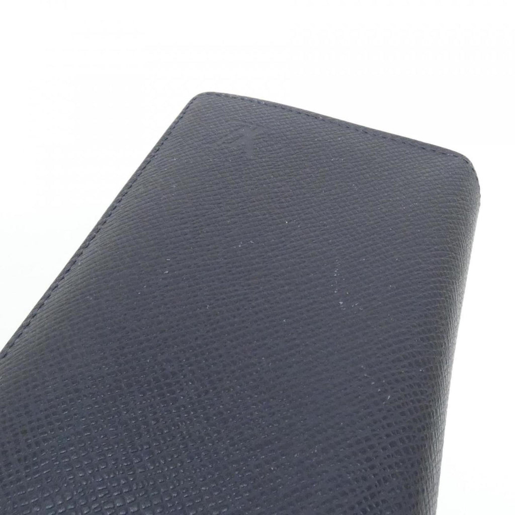 Louis Vuitton Navy Black Leather Long Wallet (Bi-Fold) (Pre-Owned)
