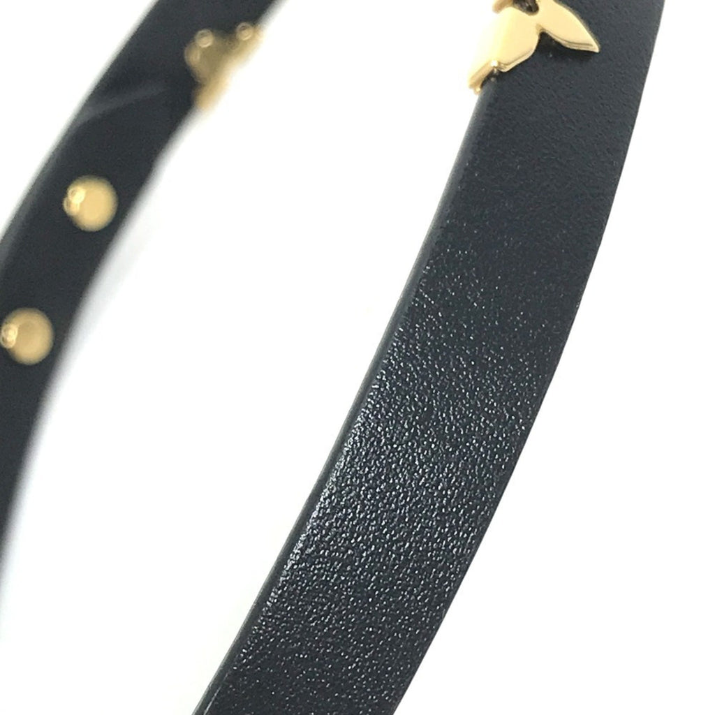 Louis Vuitton Monogram Gold Black Leather Charm Bracelet (Pre-Owned)