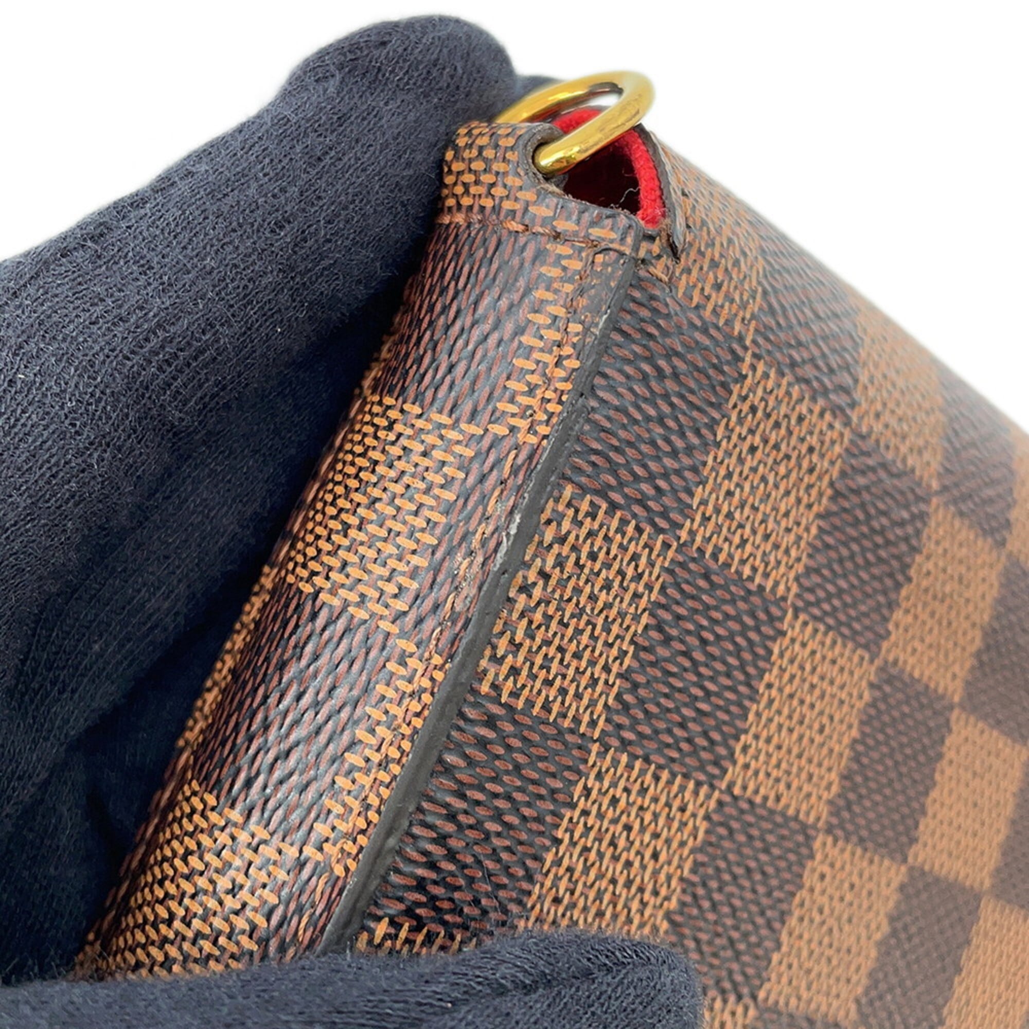 Louis Vuitton Damier Damier Canvas Ebene Red Color Pochette (Pre-Owned)