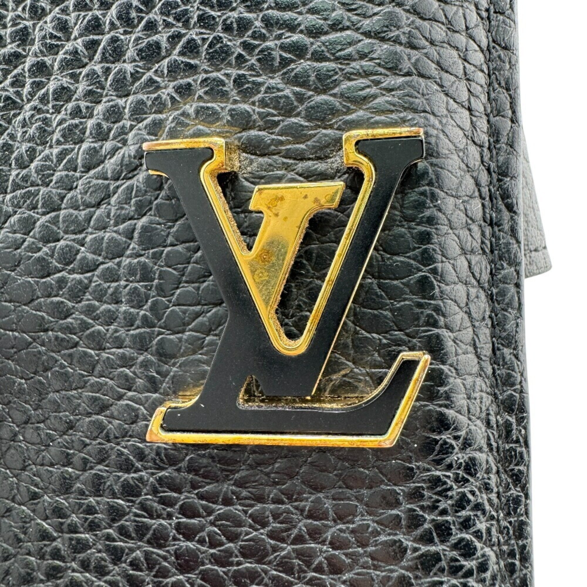 Louis Vuitton Black Leather Long Wallet (Bi-Fold) (Pre-Owned)