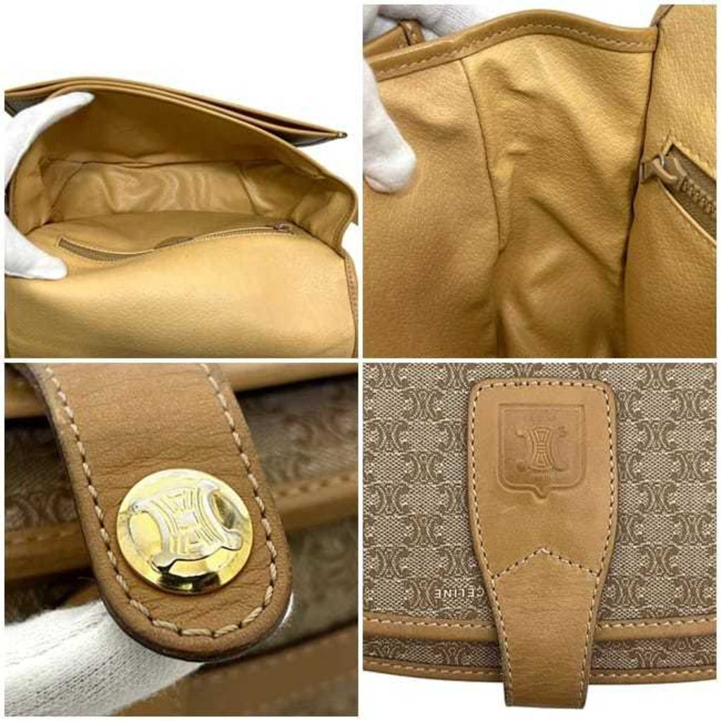 Vintage Saddle Flap Shoulder Bag Macadam Coated Canvas Small