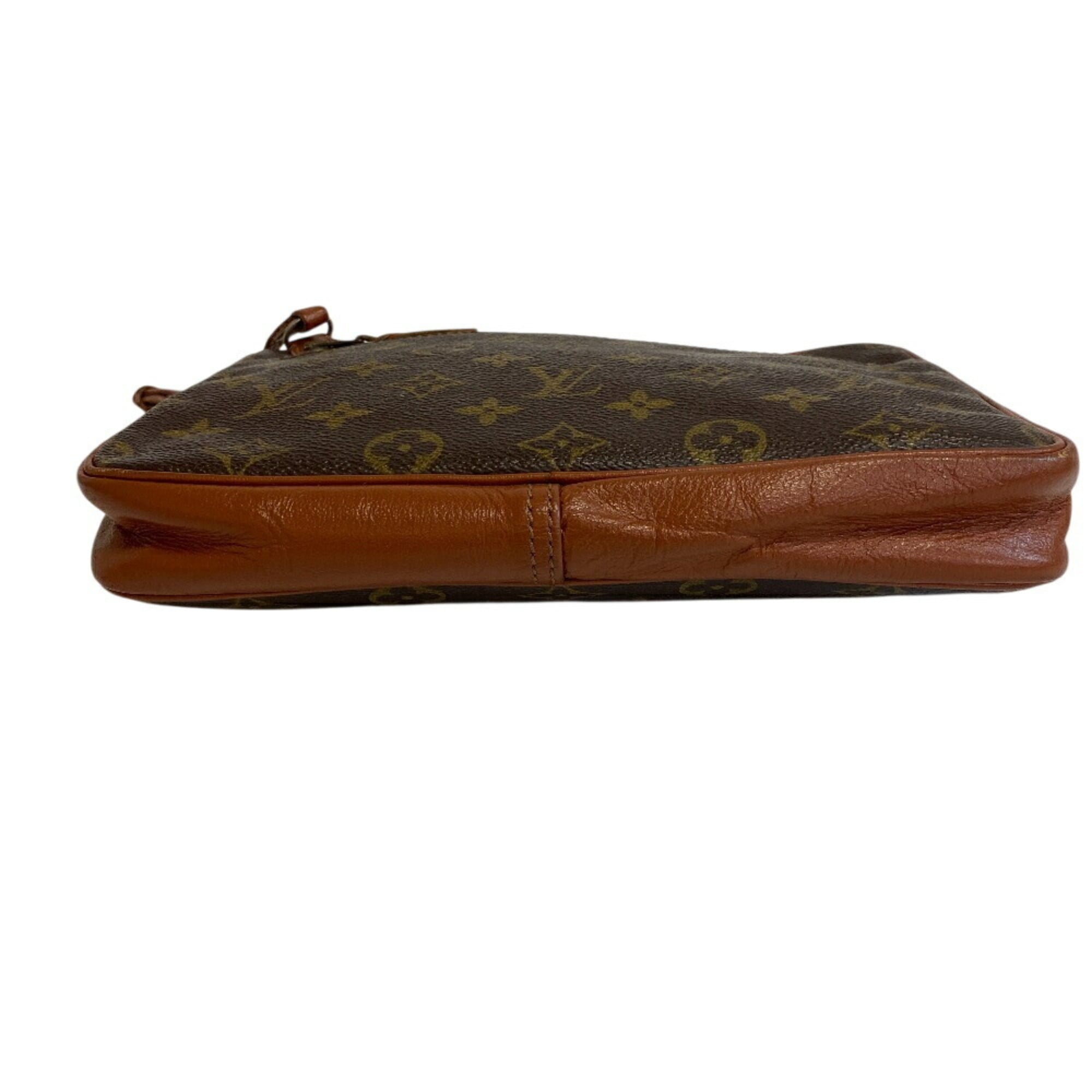 Louis Vuitton Brown Monogram Leather Clutch Bag (Pre-Owned)