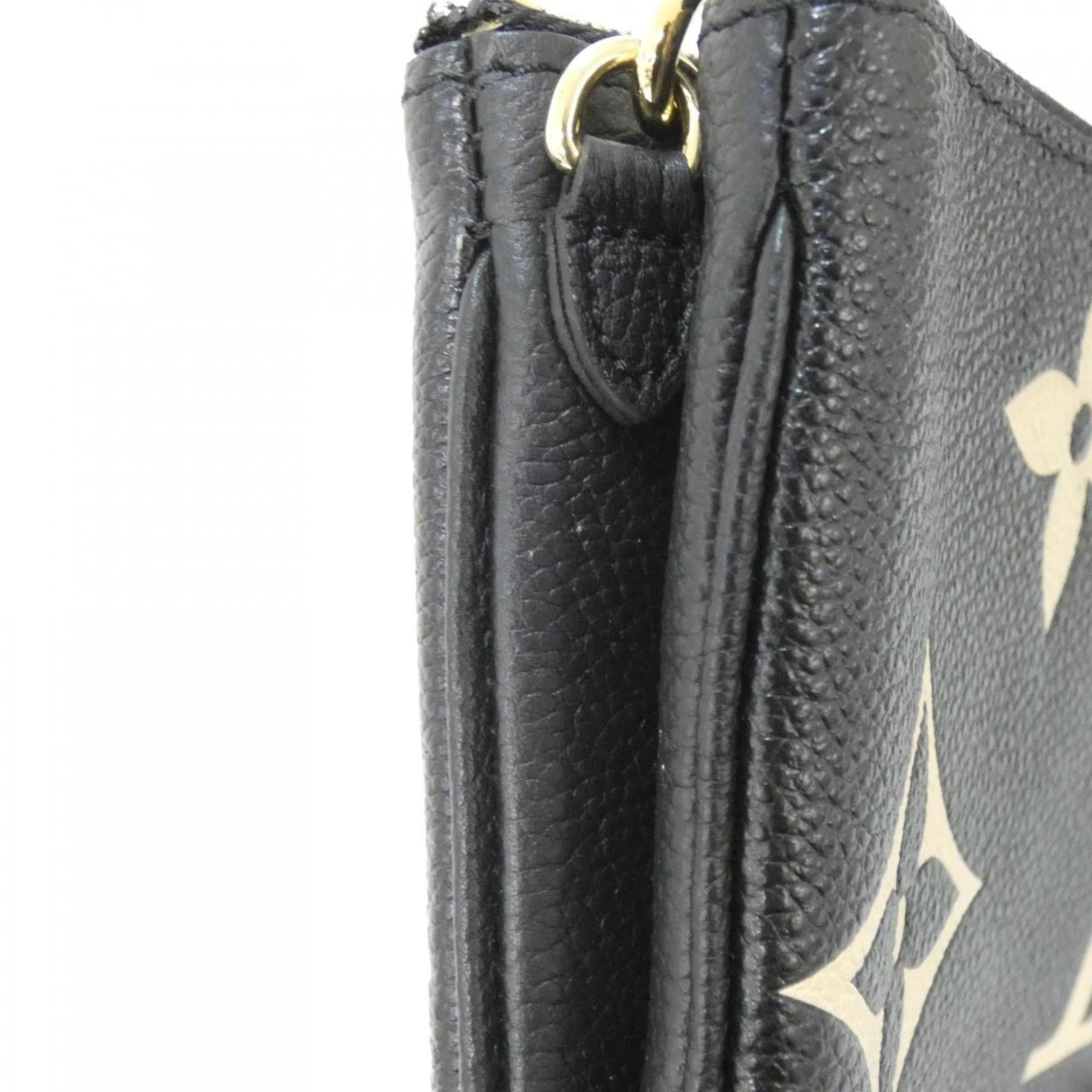 Louis Vuitton Beige Black Leather Pochette Shoulder Bag (Pre-Owned)