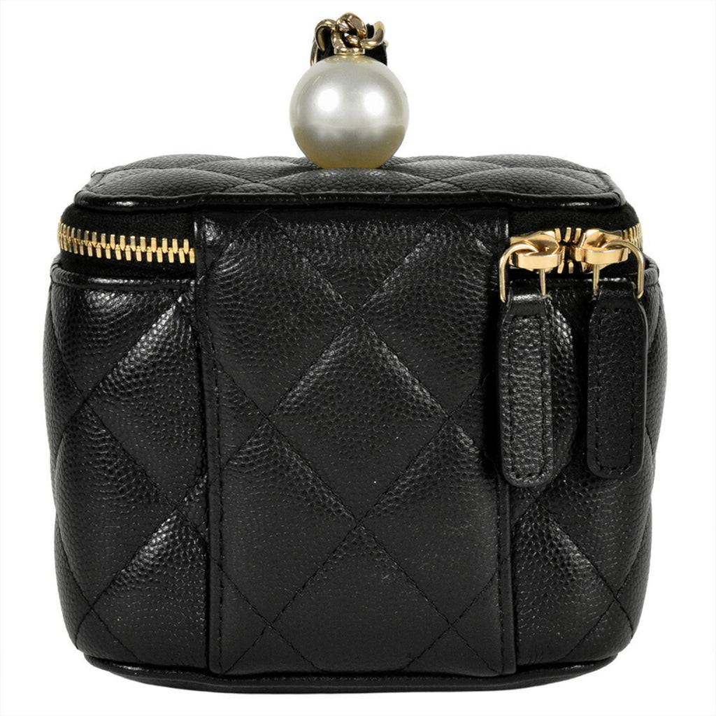 Classic Pearl Vanity Case with Chain Quilted Caviar Mini